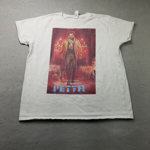 Petta Rajinikanth Movie Poster T-Shirt Mens White Kaali Action Film Tee Top XL